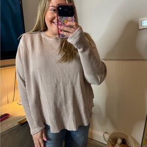 Free People One Blake Thermal Purpley Taupe Size Small